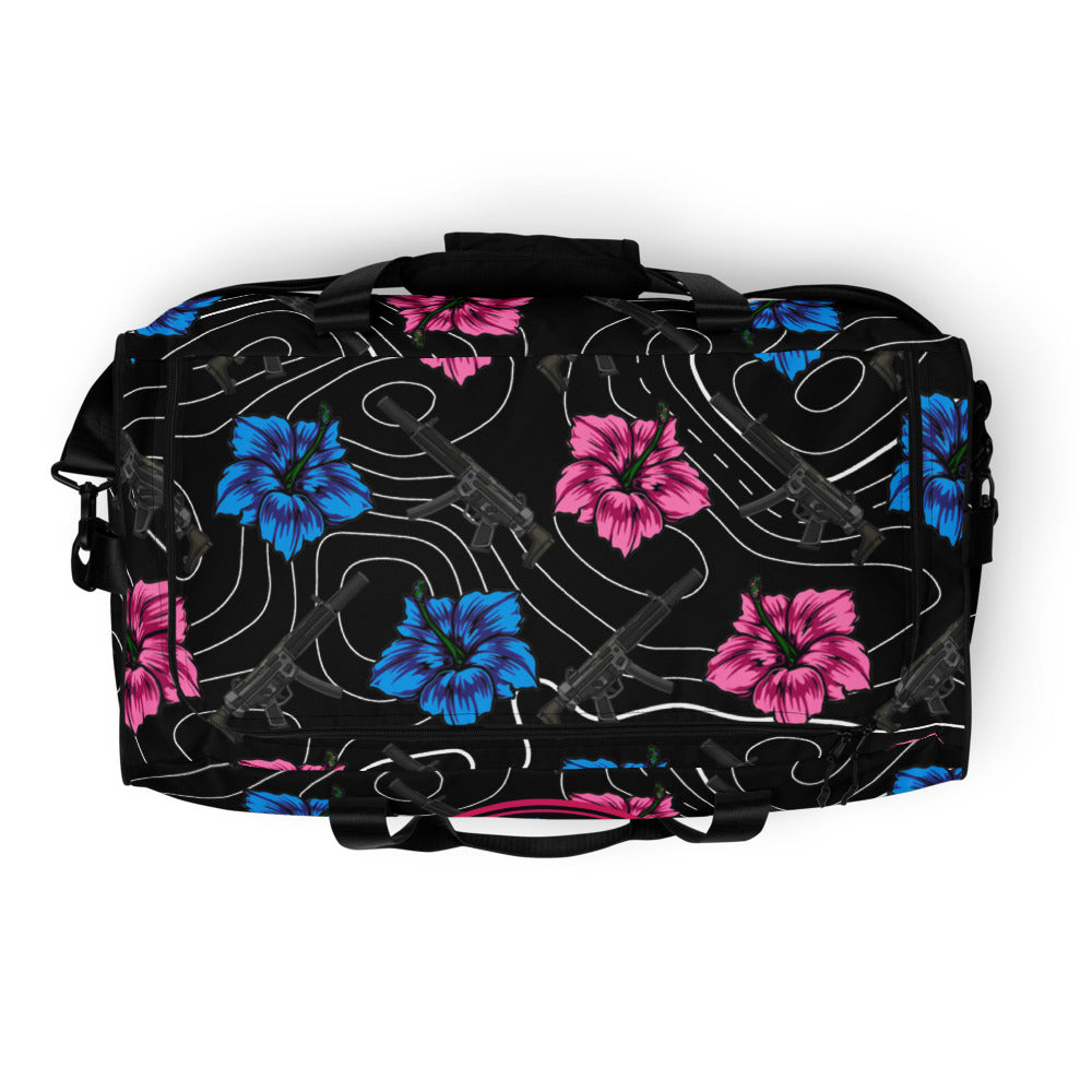 Rad Palm High Capacity Hibiscus Black Duffle bag