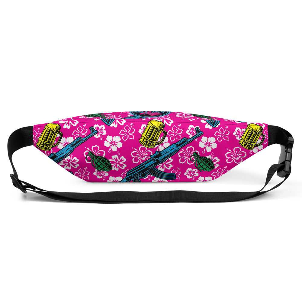 Rad Palm Hops and Hand Grenades Pink Fanny Pack