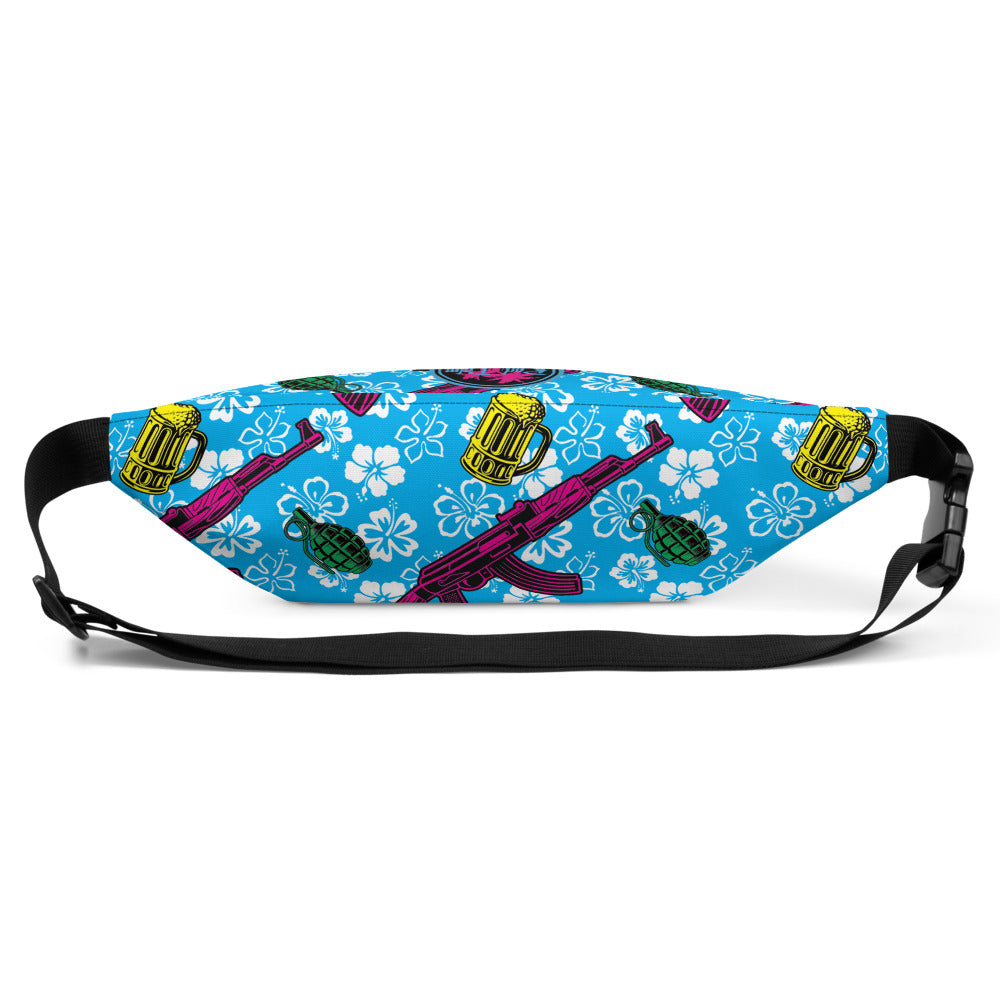 Rad Palm Hops and Hand Grenades Blue Fanny Pack