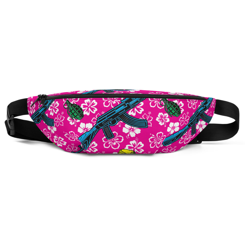 Rad Palm Hops and Hand Grenades Pink Fanny Pack