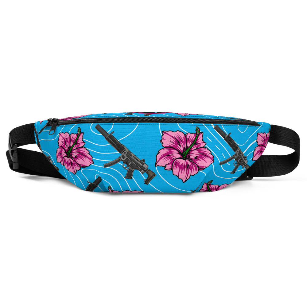 High Capacity Hibiscus Blue Fanny Pack