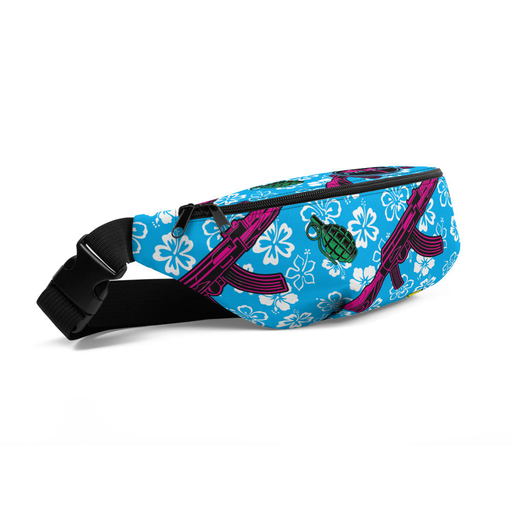 Rad Palm Hops and Hand Grenades Blue Fanny Pack