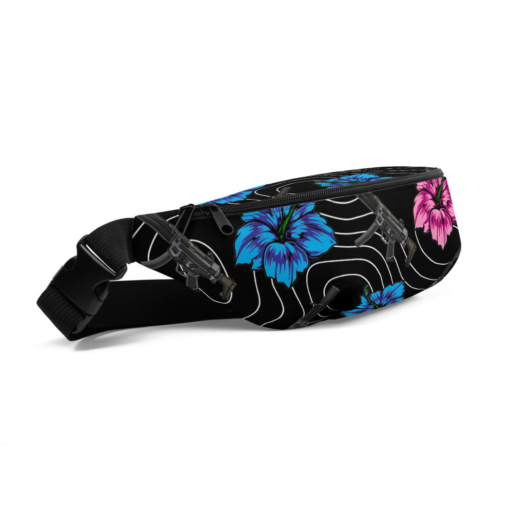 Rad Palm High Capacity Hibiscus Black Fanny Pack