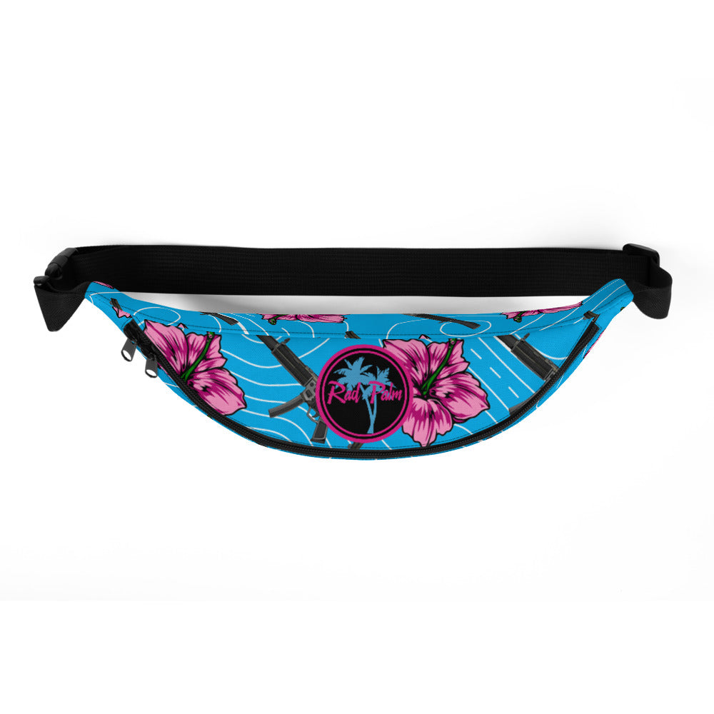 High Capacity Hibiscus Blue Fanny Pack