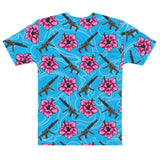 Camiseta azul hibisco de alta capacidad Rad Palm para hombre