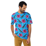 Camiseta azul hibisco de alta capacidad Rad Palm para hombre