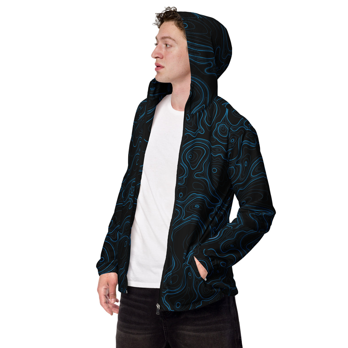 Rad Palm Black Topographic Men’s Windbreaker