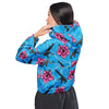 Rad Palm High Capacity Hibiscus Blue Women’s Cropped Windbreaker