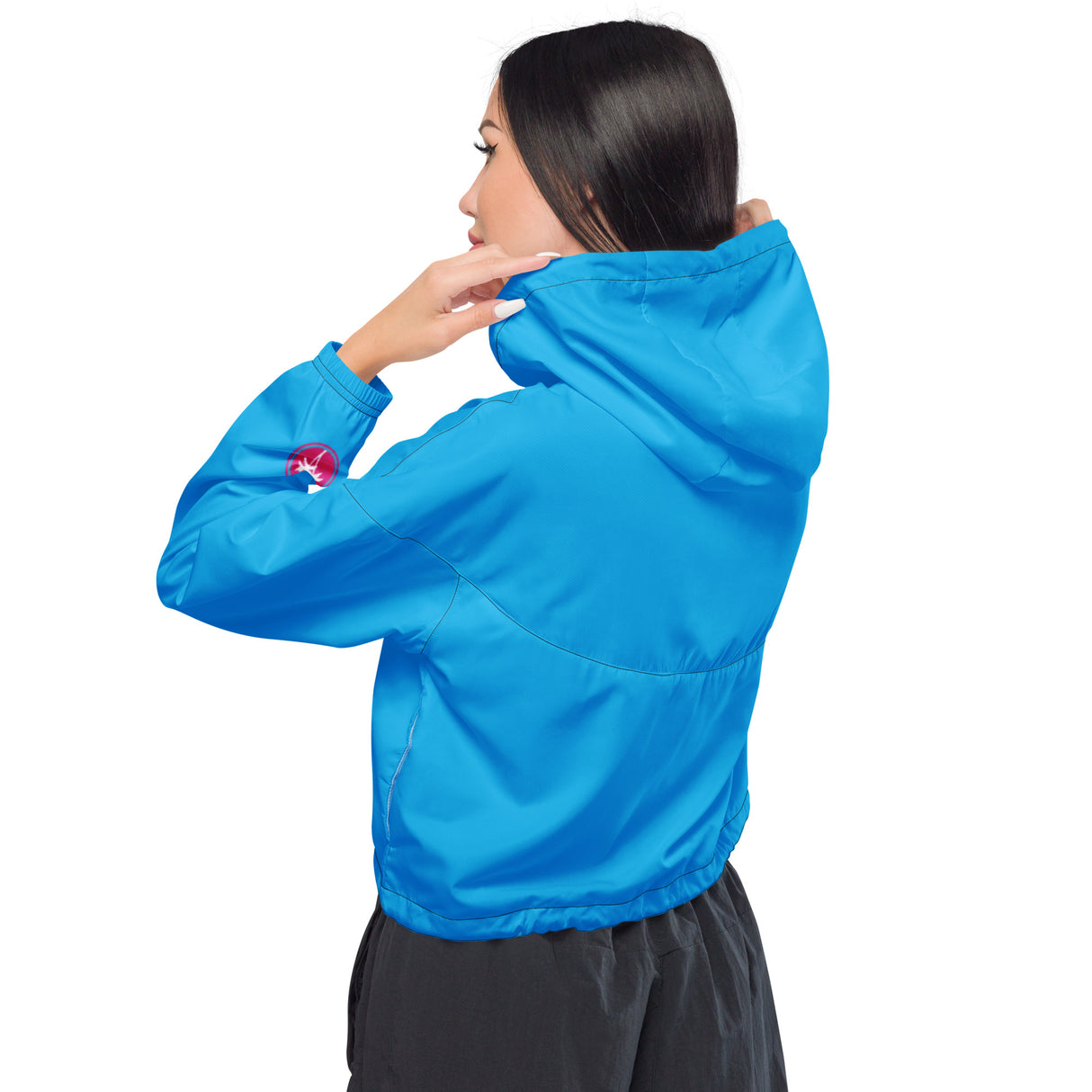 Rad Palm Bright Blue Women’s Cropped Windbreaker