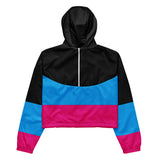 Rad Palm Black Blue Pink Women’s Cropped Windbreaker