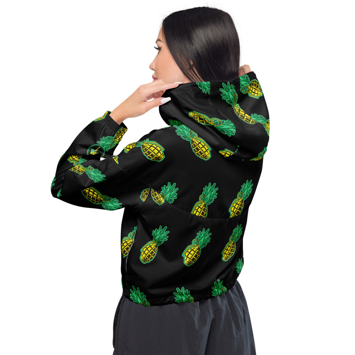 Rad Palm Pineapple Death Women's Cropped Windbreaker