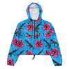 Load image into Gallery viewer, Rad Palm High Capacity Hibiscus Blue Women’s Cropped Windbreaker