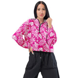 Rad Palm Pink Aloha Women’s Cropped Windbreaker