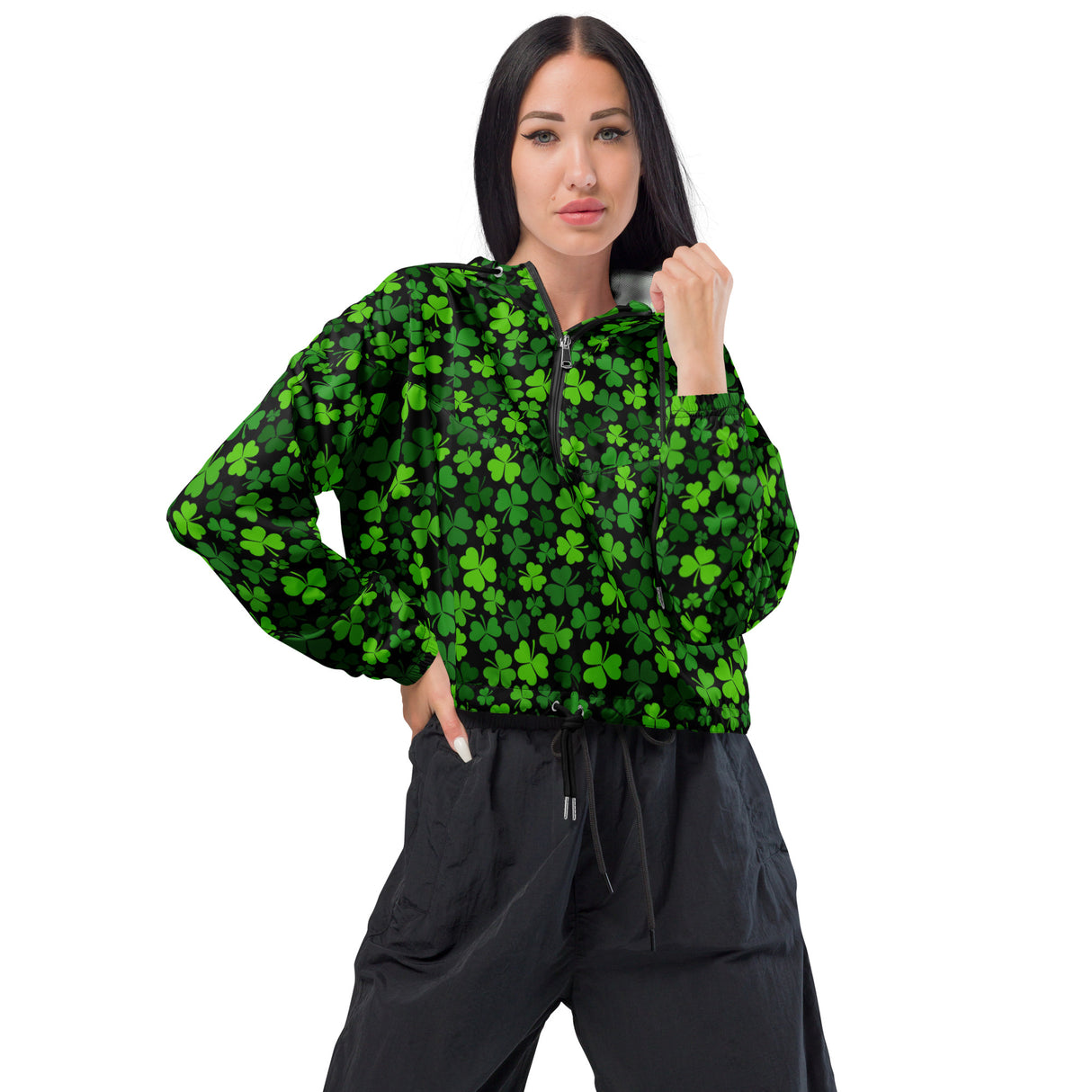 Rad Palm St. Patrick's Day Women’s Cropped Windbreaker