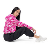 Rad Palm Pink Aloha Women’s Cropped Windbreaker