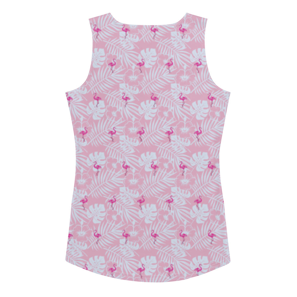 Camiseta sin mangas rosa Rad Palm Party Like A Flockstar