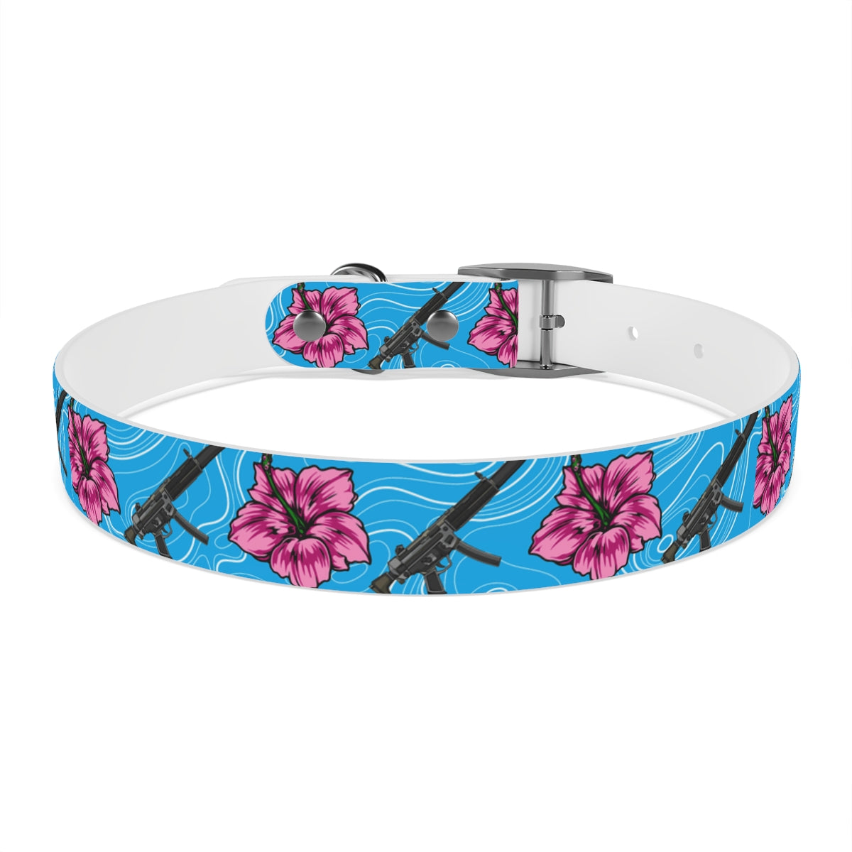 Collar para perros azul hibisco de alta capacidad Rad Palm 