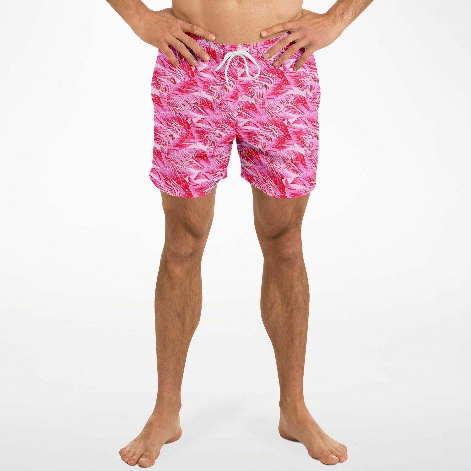 Rad Palm Tropic Pink Men's Swim Trunks