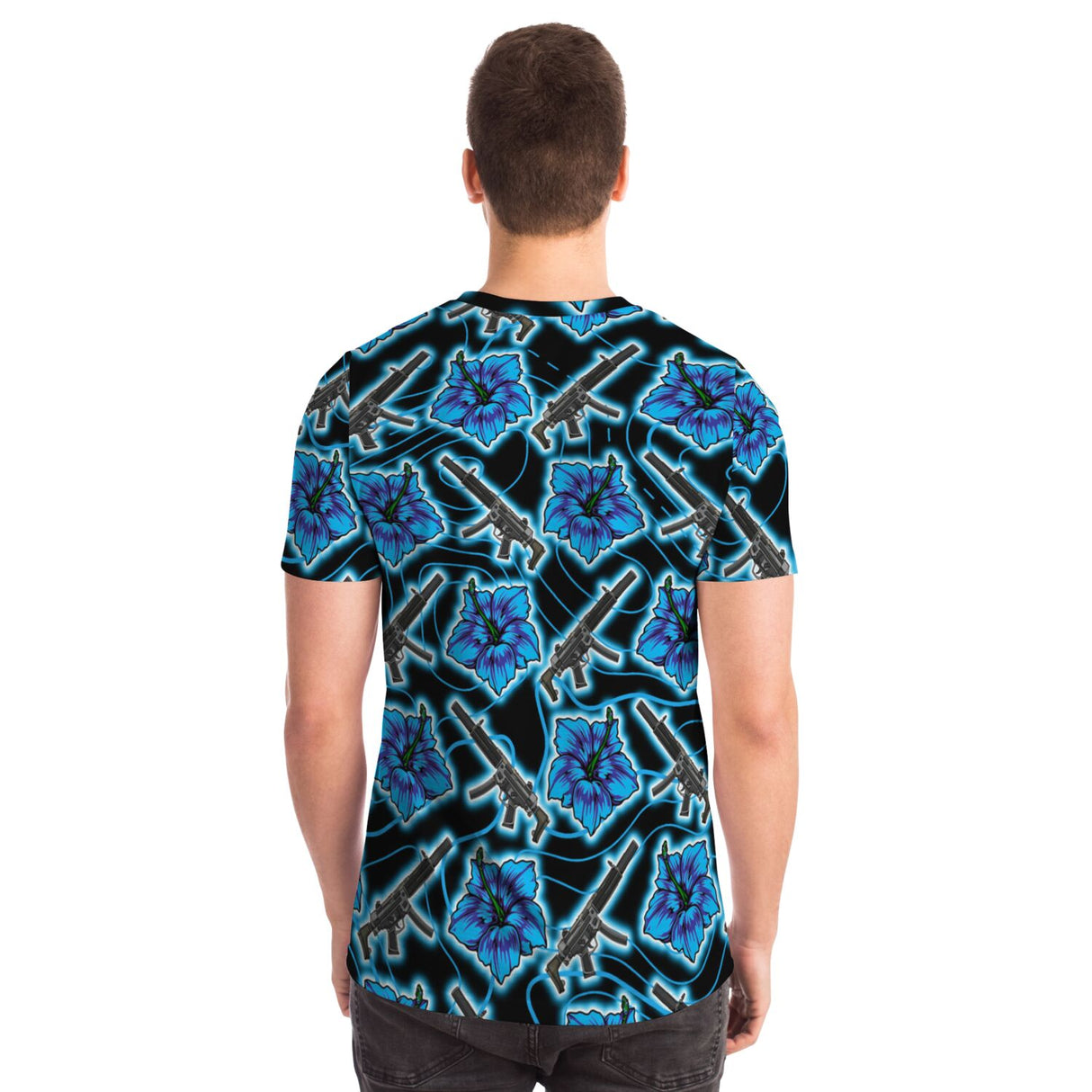 Rad Palm High Capacity Hibiscus Blue Neon T-Shirt