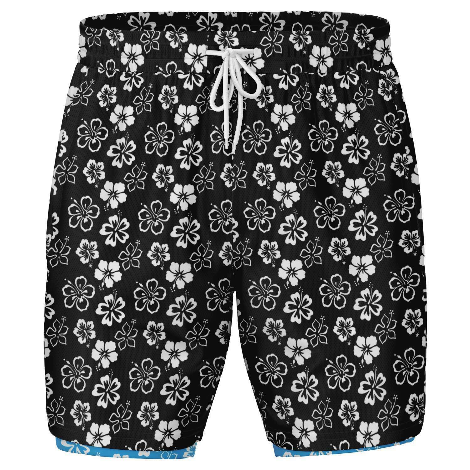 Pantalones cortos 2 en 1 Aloha negros para hombre de Rad Palm 