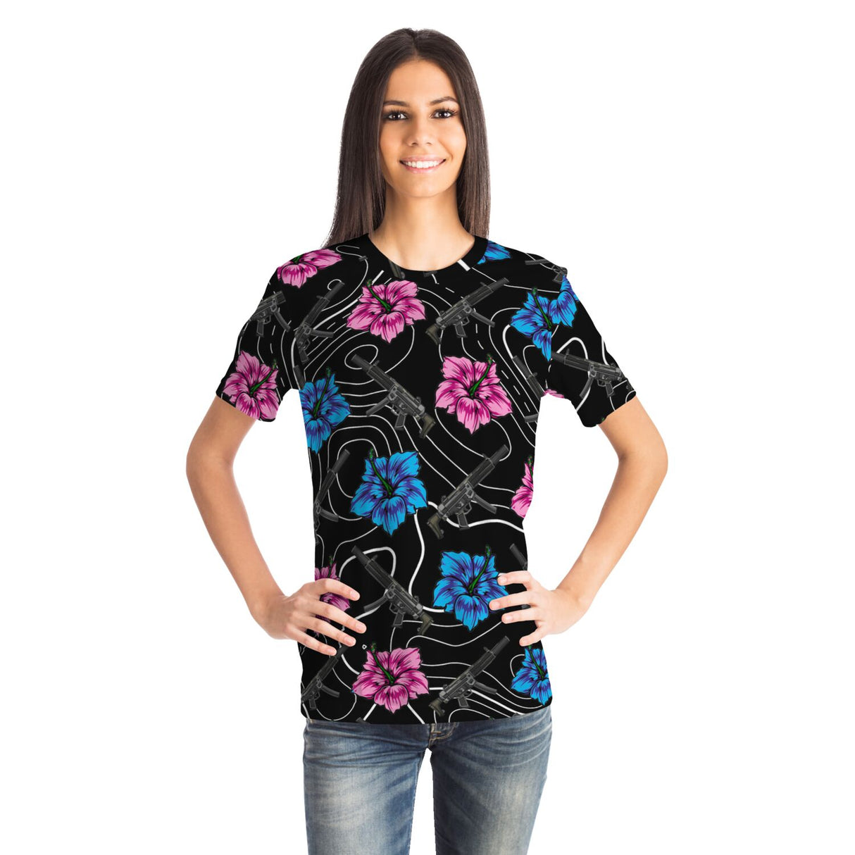 Camiseta negra Hibiscus de alta capacidad de Rad Palm 