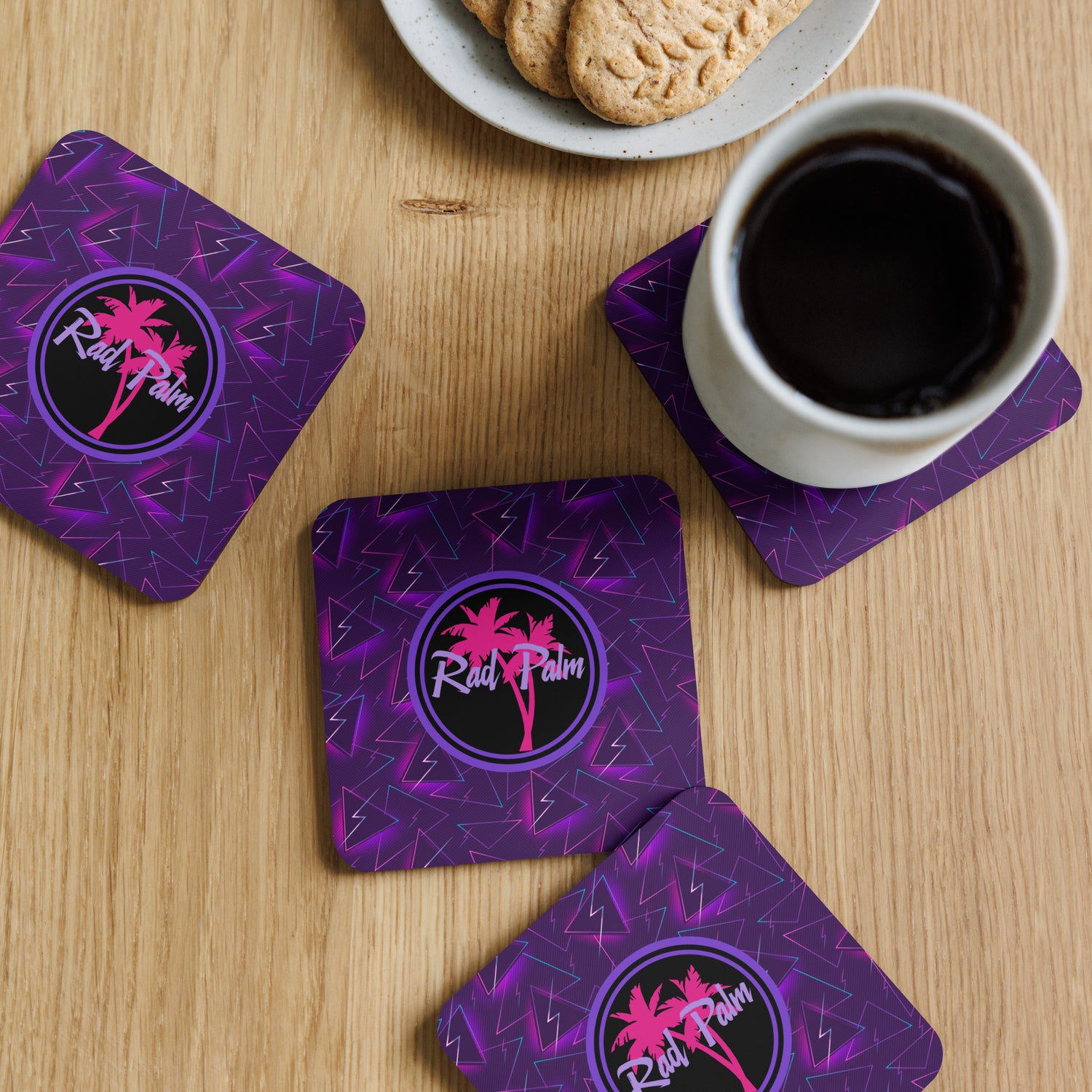 Rad Palm Skate Night Cork Backed Coasters