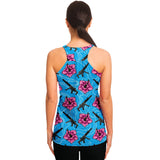 Camiseta sin mangas con espalda nadadora holgada en azul hibisco y alta capacidad de Rad Palm 