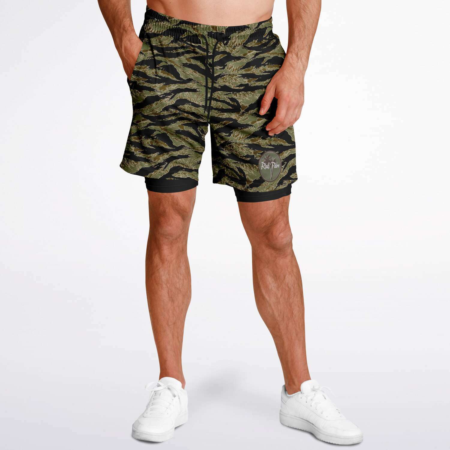 Pantalones cortos 2 en 1 con estampado de rayas de tigre de Rad Palm 