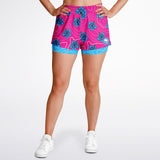 Pantalones cortos 2 en 1 de alta capacidad Hibiscus para mujer de Rad Palm 