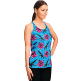 Camiseta sin mangas con espalda nadadora holgada en azul hibisco y alta capacidad de Rad Palm 