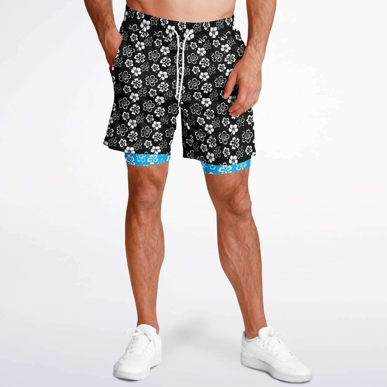 Pantalones cortos 2 en 1 Aloha negros para hombre de Rad Palm 