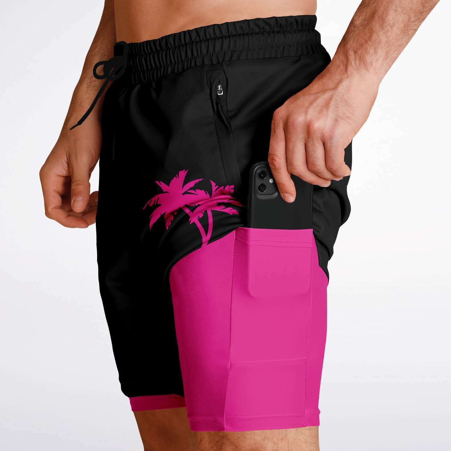 Rad Palm Pink Palm Men's 2-in-1 Shorts