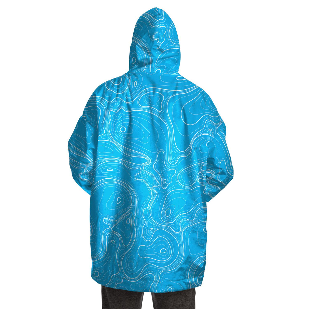 Sudadera con capucha ajustada con diseño topográfico azul Rad Palm 