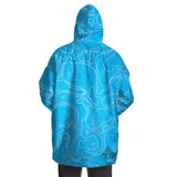 Sudadera con capucha ajustada con diseño topográfico azul Rad Palm 