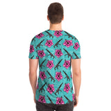 Camiseta unisex Rad Palm de alta capacidad en color verde azulado hibisco 