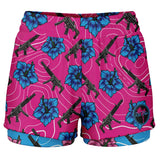 Pantalones cortos 2 en 1 de alta capacidad Hibiscus para mujer de Rad Palm