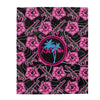 Load image into Gallery viewer, Rad Palm High Capacity Hibiscus Black Neon Velveteen Plush Blanket