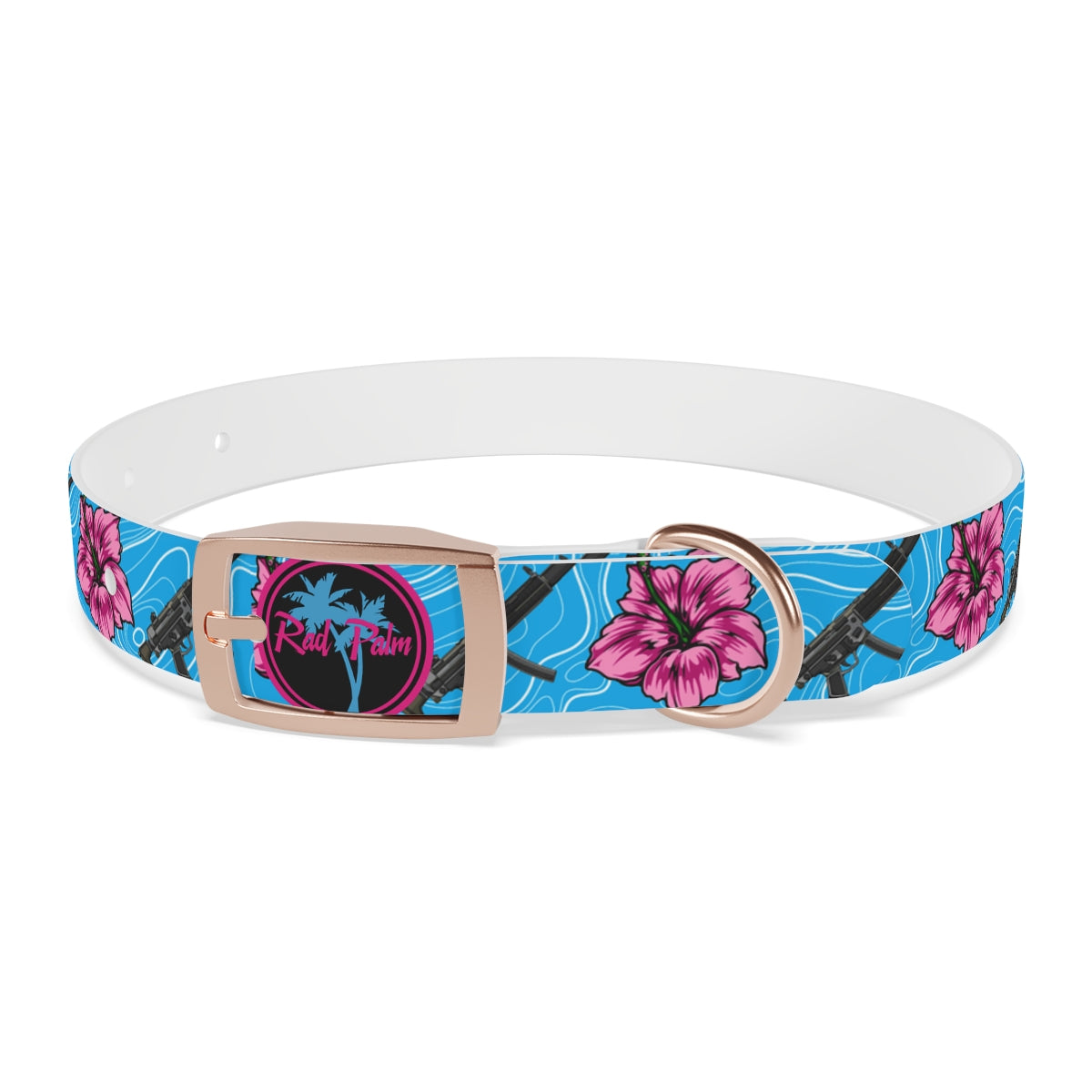 Collar para perros azul hibisco de alta capacidad Rad Palm 