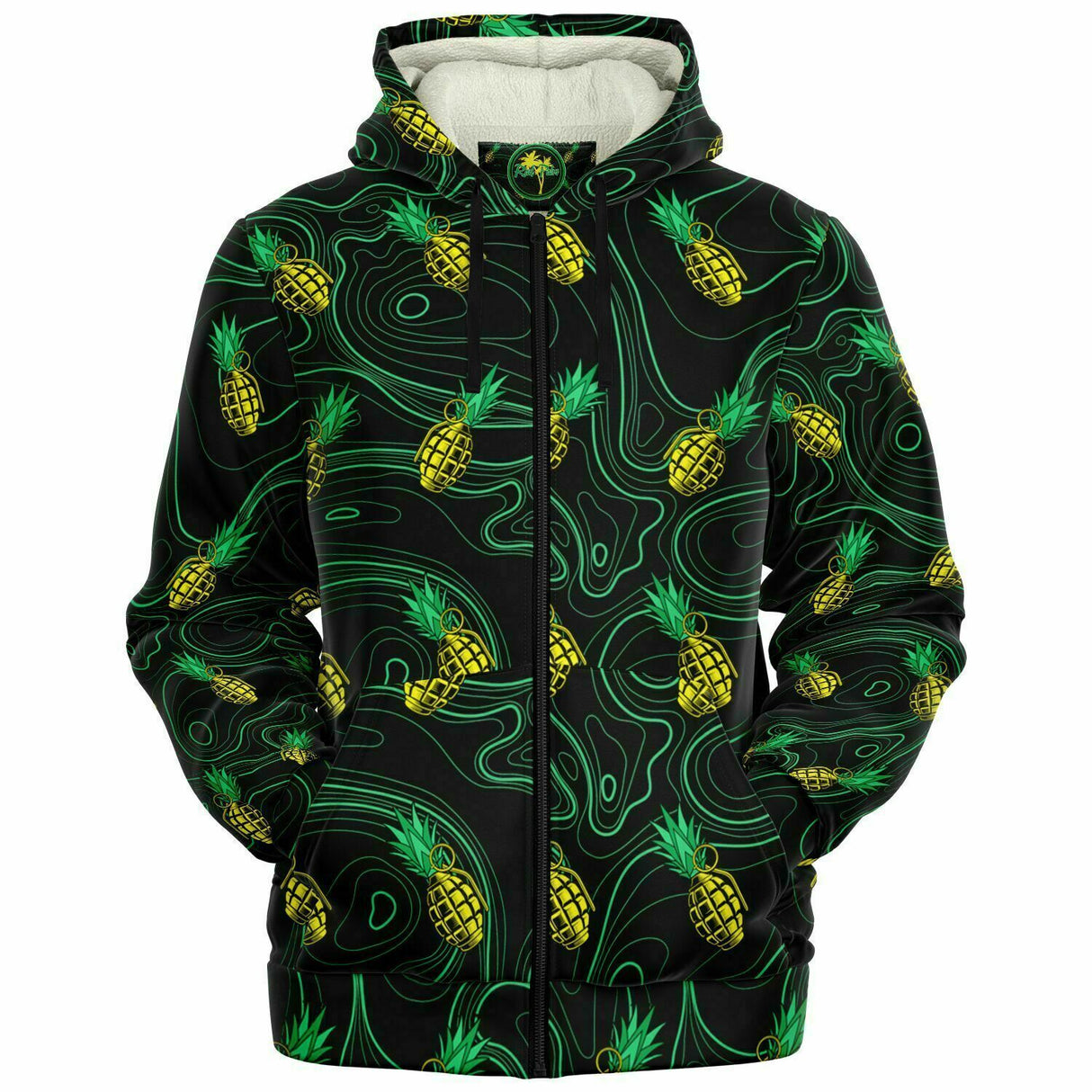 Sudadera con capucha y forro polar con diseño de piña y muerte de Rad Palm 