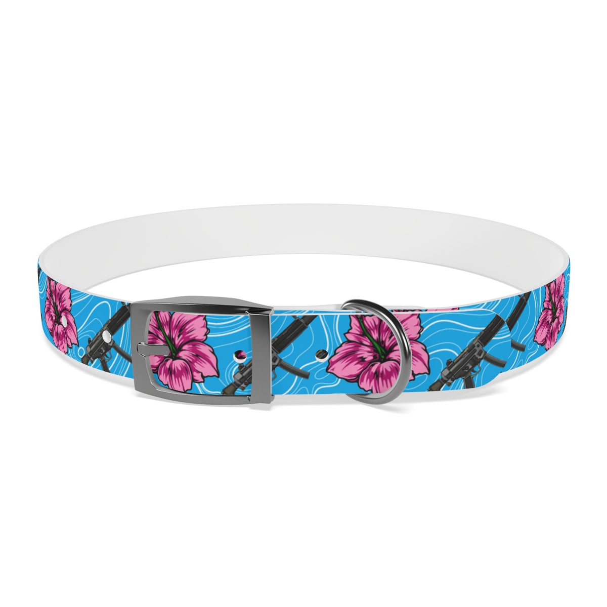 Collar para perros azul hibisco de alta capacidad Rad Palm 