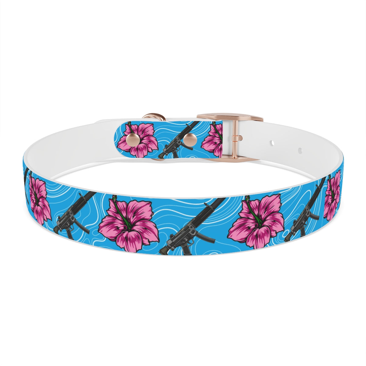 Collar para perros azul hibisco de alta capacidad Rad Palm 