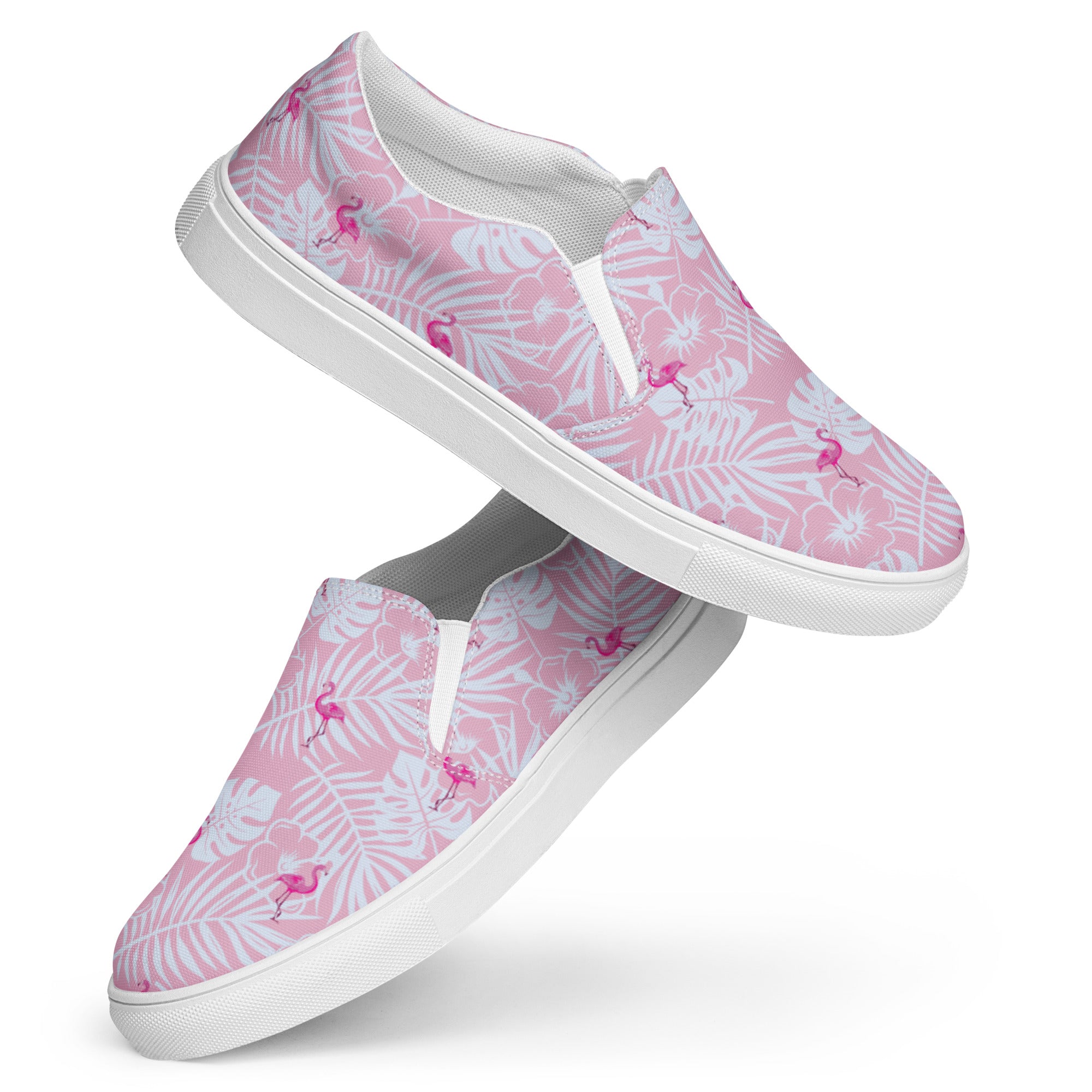 Rad Palm Party Like A Flockstar Pink Men’s Slip-On Canvas Shoes