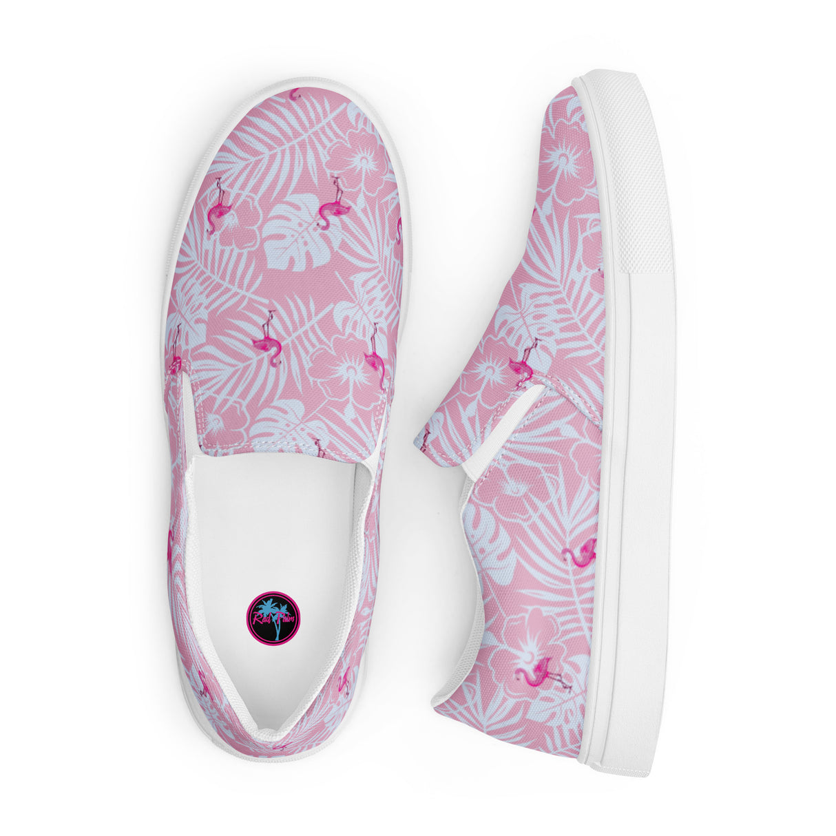 Rad Palm Party Like A Flockstar Pink Men’s Slip-On Canvas Shoes