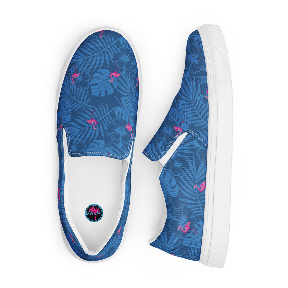 Rad Palm Party Like A Flockstar Blue Men’s Slip-Cn Canvas Shoes