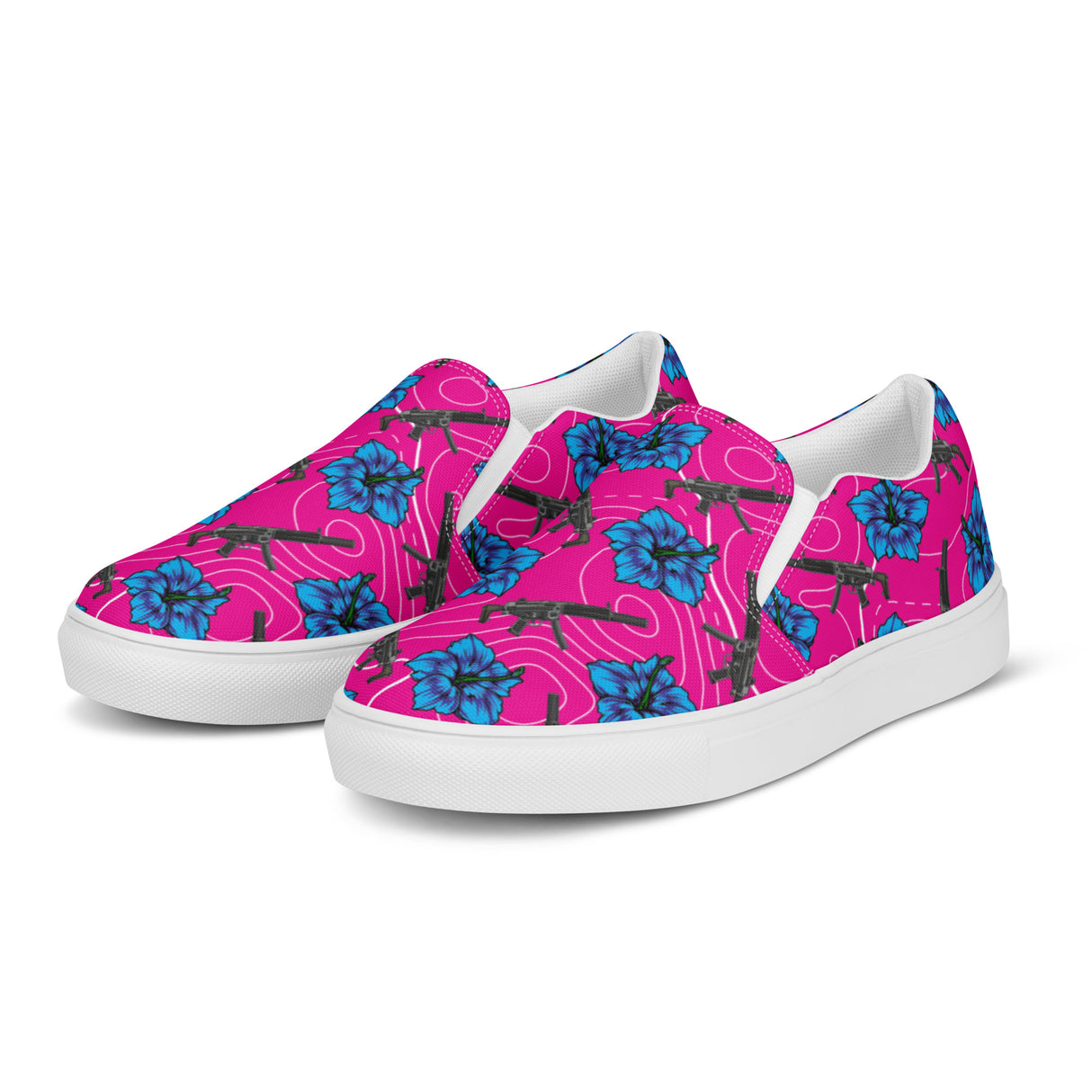 Rad Palm High Capacity Hibiscus Men’s Slip On Canvas Shoes