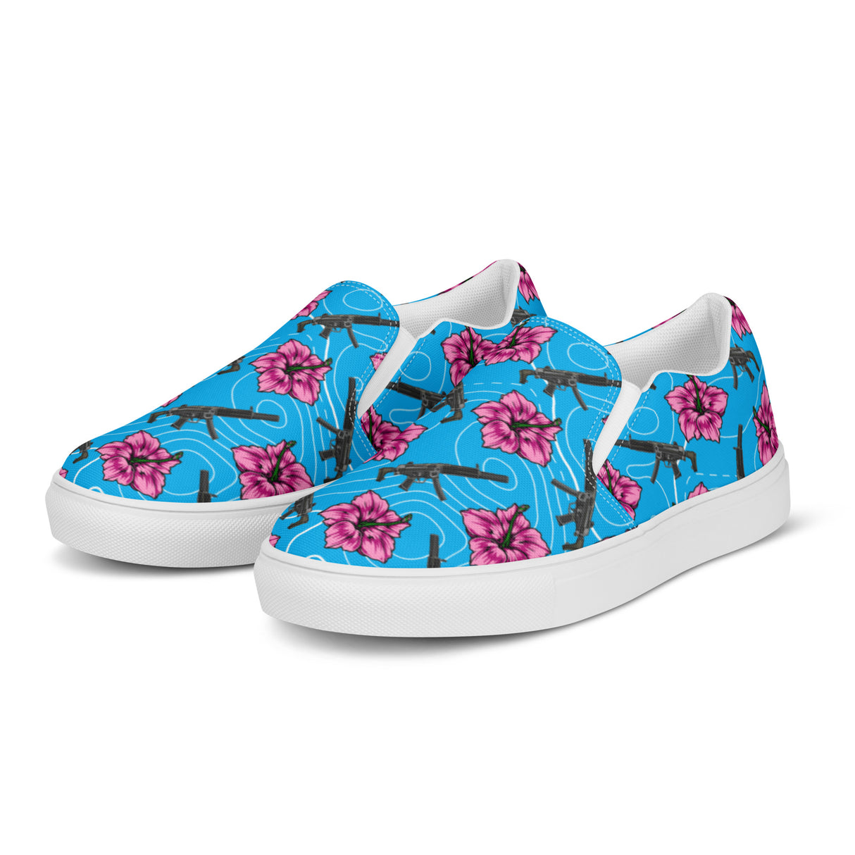 Rad Palm High Capacity Hibiscus Blue Men’s Slip On Canvas Ss