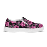 Rad Palm High Capacity Hibiscus Neon Black Men’s Slip-On Canvas Shoes