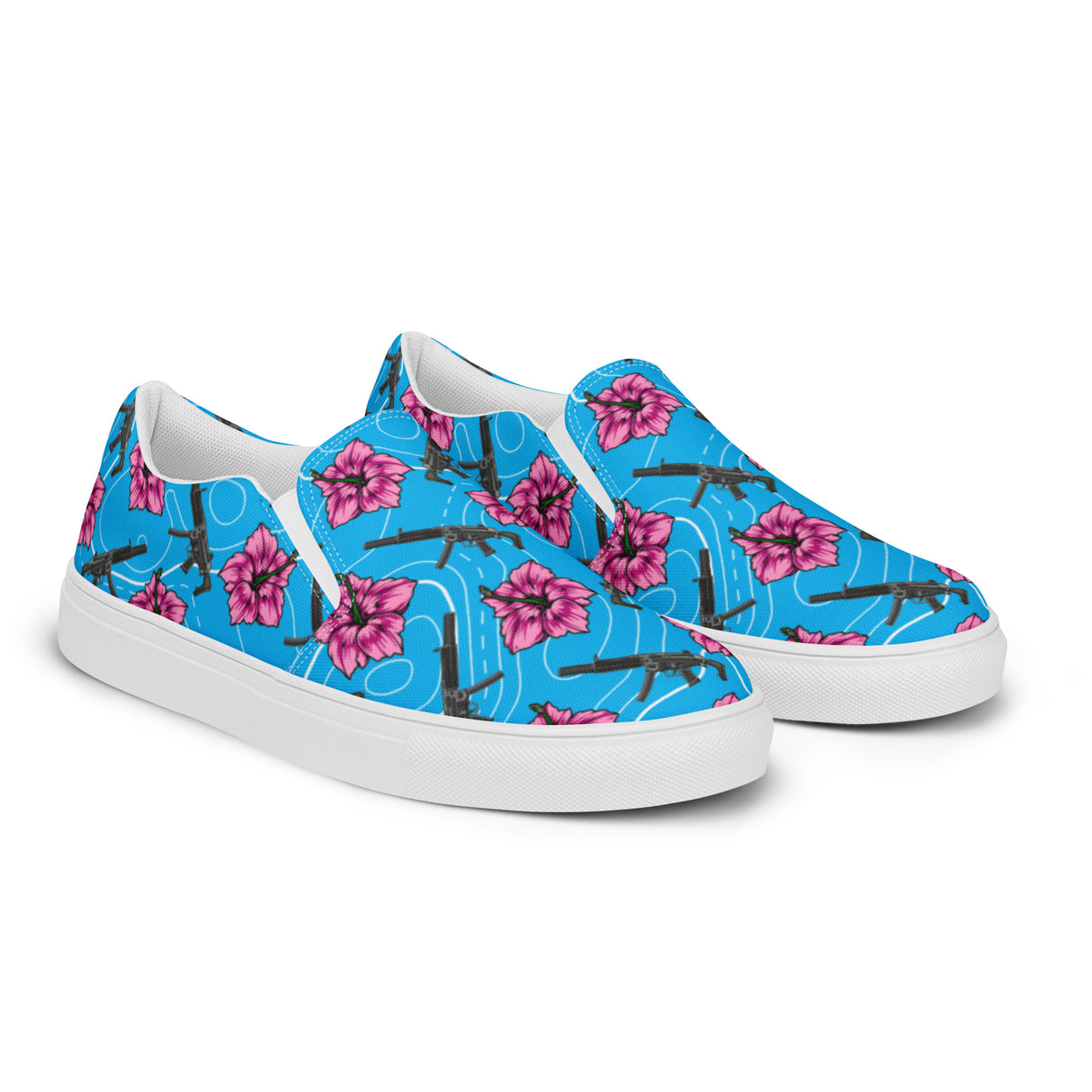 Rad Palm High Capacity Hibiscus Blue Men’s Slip On Canvas Ss