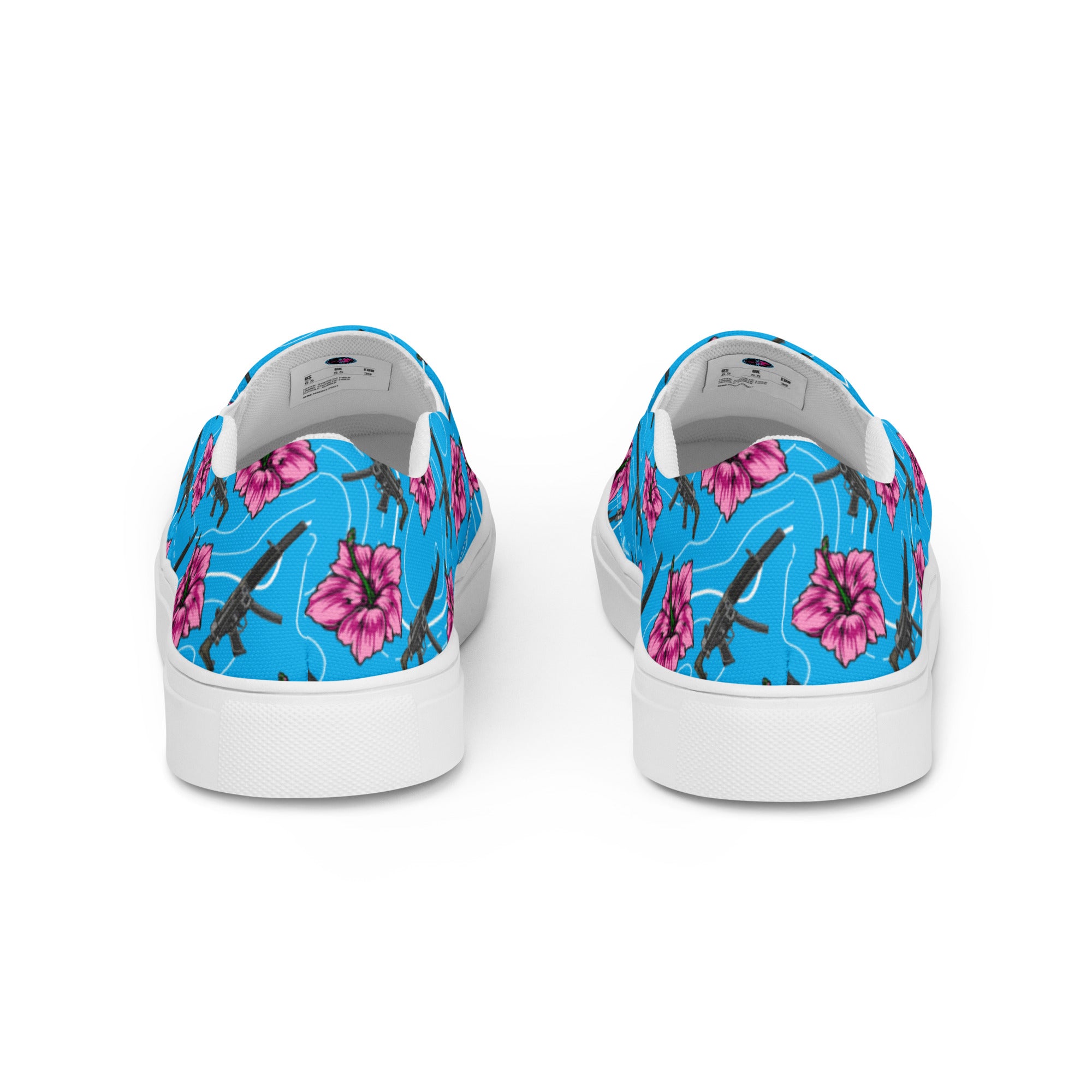Rad Palm High Capacity Hibiscus Blue Women’s Slip On Canvas Shoes