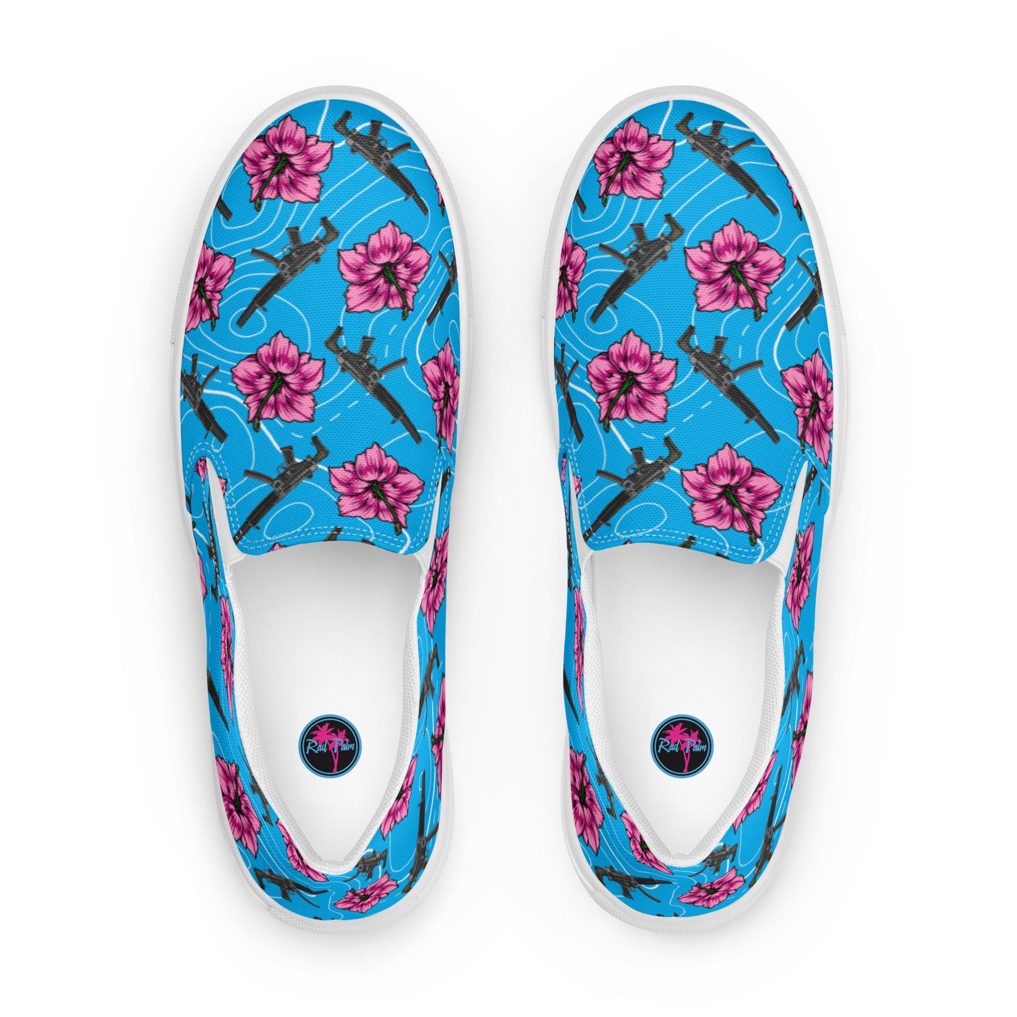 Rad Palm High Capacity Hibiscus Blue Women’s Slip On Canvas Shoes